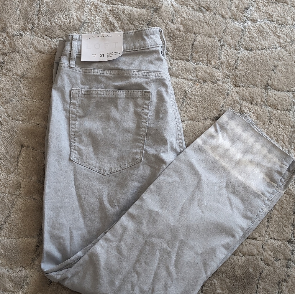 Loft Jeans 12 31 Gray Skinny Cropped Curvy Fit Stretch Tie Dye Ankle NWT